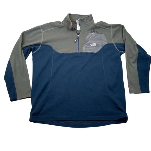 The North Face Men's Half-Zip Pullover Sweatshirt XL Polyester Gray & Blue - Picture 1 of 9